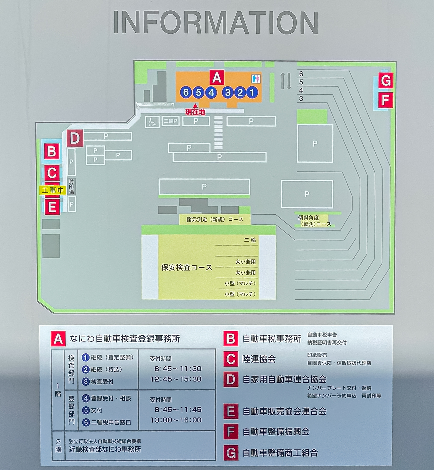 新なにわ陸運局の構内案内図