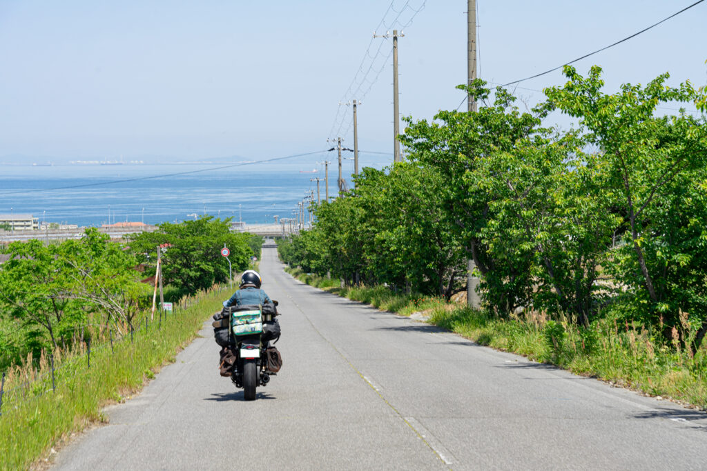 海に向かって走るXL883R&カゲ美