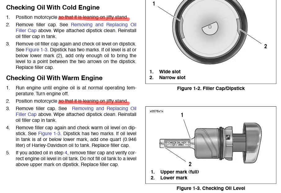 スポーツスター（`04～）のエンジンオイル量はサイドスタンドを立ててキャップを締めて測るのが正解
